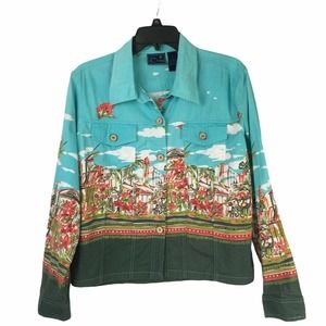 Jane Ashley Blazer Tropical Button Front Jacket